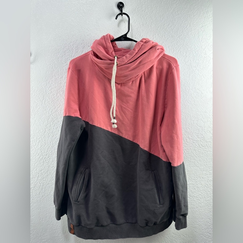 Ampersand Ave Women’s Gray/Pink Color Block Hoodie Size  XXL